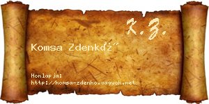 Komsa Zdenkó névjegykártya